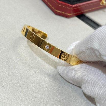 [Glitter Jewelry]LOVE BRACELET 6.1MM 1 DIAMOND OPEN CUFF