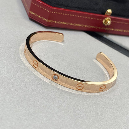 [Glitter Jewelry]LOVE BRACELET 6.1MM 1 DIAMOND OPEN CUFF