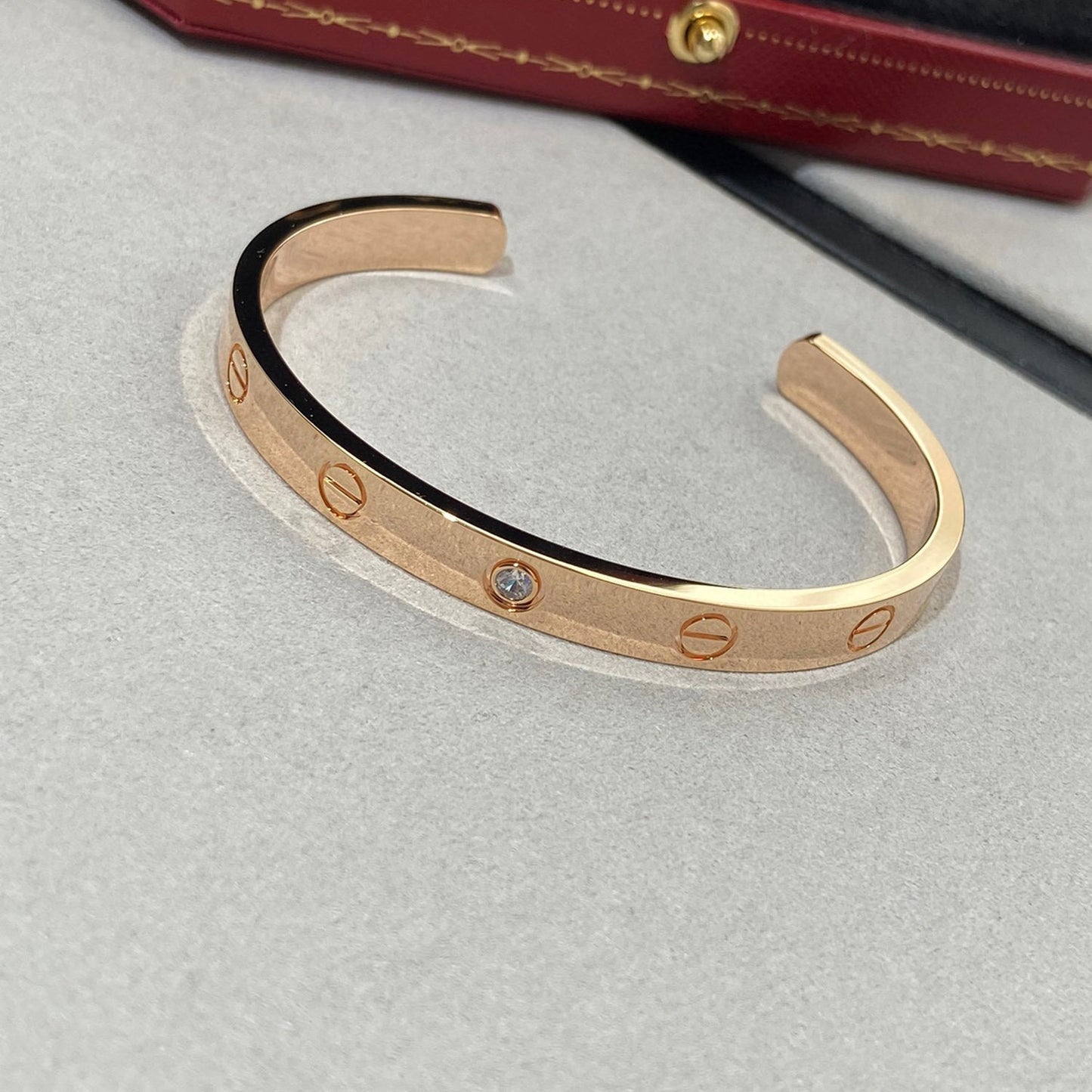 [Glitter Jewelry]LOVE BRACELET 6.1MM 1 DIAMOND OPEN CUFF