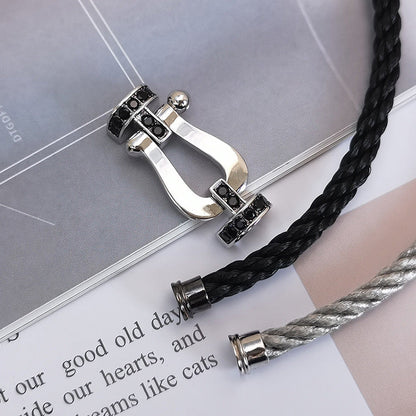 [Glitter Jewelry]FORCE LARGE HORSESHOE BLACK DIAMOND BRACELET SILVER