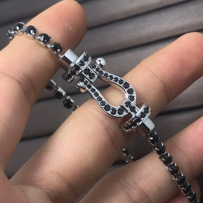 [Glitter Jewelry]FORCE  LARGE HORSESHOE FULL DIAMOND TENNIS BRACELET
