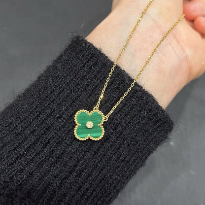 [Glitter Jewelry]CLOVER 15MM DIAMOND TURQUOISE NECKLACE