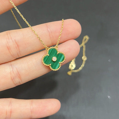 [Glitter Jewelry]CLOVER 15MM DIAMOND TURQUOISE NECKLACE