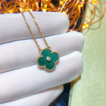 [Glitter Jewelry]CLOVER 15MM DIAMOND TURQUOISE NECKLACE