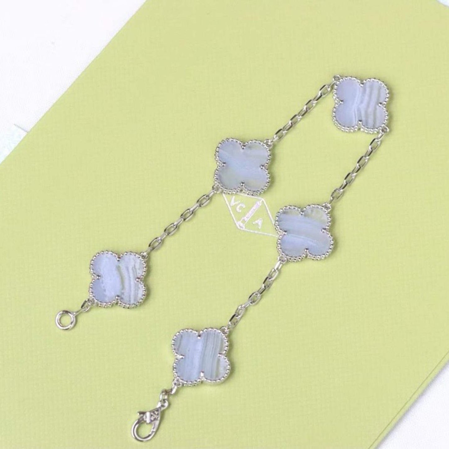 [Glitter Jewelry]CLOVER  5 MOTIF PURPLE CHALCEDONY BRACELET SILVER