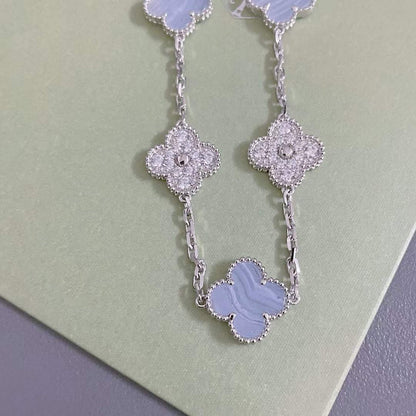 [Glitter Jewelry]CLOVER  5 MOTIF DIAMOND PURPLE CHALCEDONY BRACELET SILVER
