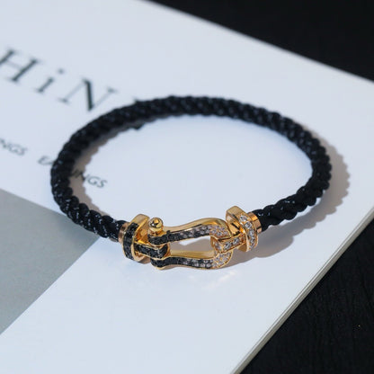 [Glitter Jewelry]FORCE LARGE HORSESHOE BLACK WHITE DIAMOND BRACELET SILVER