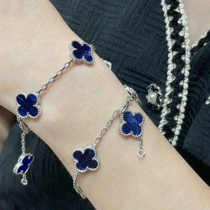 [Glitter Jewelry]CLOVER 5 MOTIF PIETERSITE SILVER BRACELET