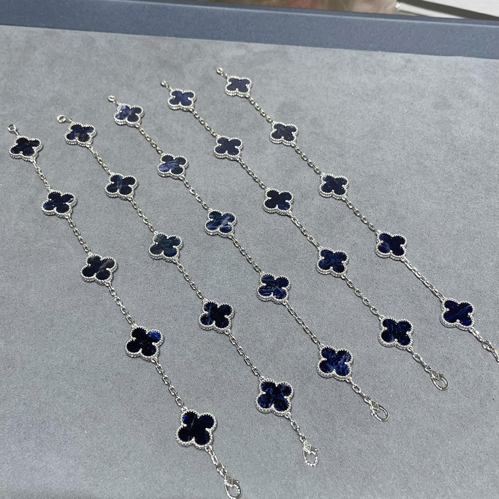 [Glitter Jewelry]CLOVER 5 MOTIF PIETERSITE SILVER BRACELET