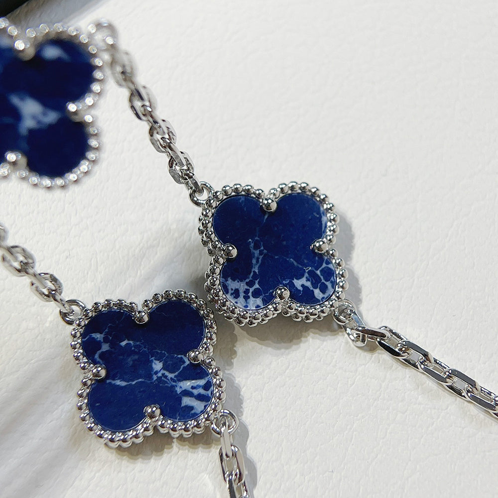 [Glitter Jewelry]CLOVER 5 MOTIF PIETERSITE SILVER BRACELET