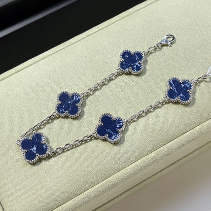 [Glitter Jewelry]CLOVER 5 MOTIF PIETERSITE SILVER BRACELET