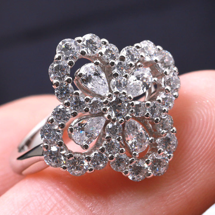 [Glitter Jewelry]LOOP RING FULL MOTIF DIAMOND 16MM SILVE