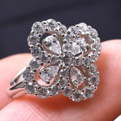 [Glitter Jewelry]LOOP RING FULL MOTIF DIAMOND 16MM SILVE
