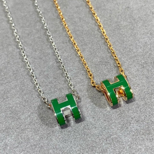 [Glitter Jewelry]POP H GREEN NECKLACE SILVER AND GOLD