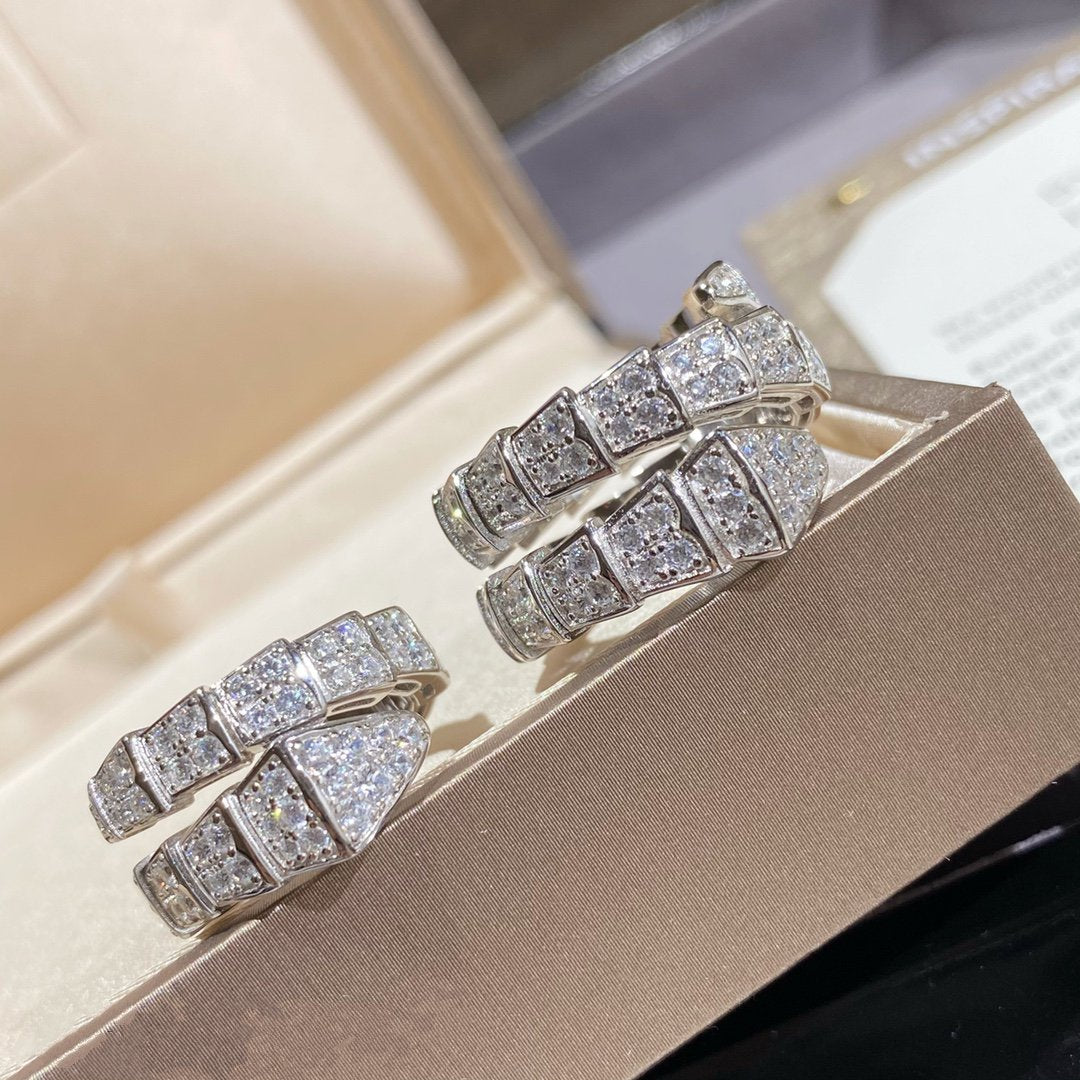 [Glitter Jewelry]SERPENTI DOUBLE RING SILVER DIAMOND PAVED