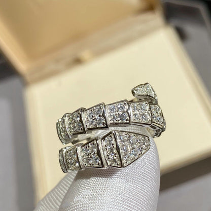 [Glitter Jewelry]SERPENTI DOUBLE RING SILVER DIAMOND PAVED