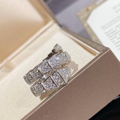 [Glitter Jewelry]SERPENTI DOUBLE RING SILVER DIAMOND PAVED