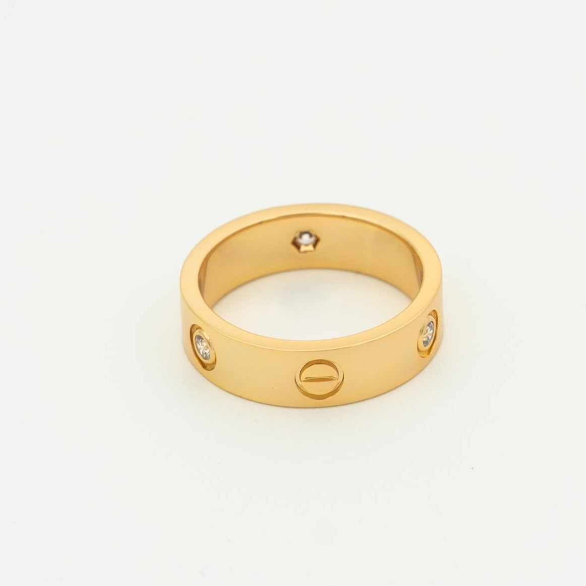 [Glitter Jewelry]LOVE RING 5.5MM 3 DIAMONDS PINK GOLD