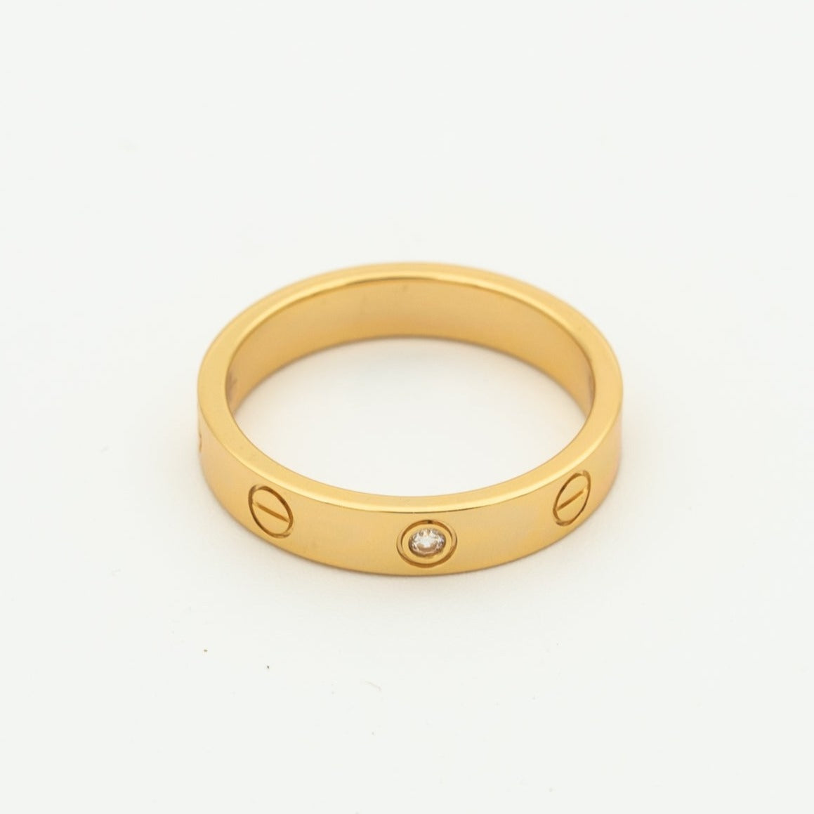 [Glitter Jewelry]LOVE RING 4MM 1 DIAMOND PINK GOLD