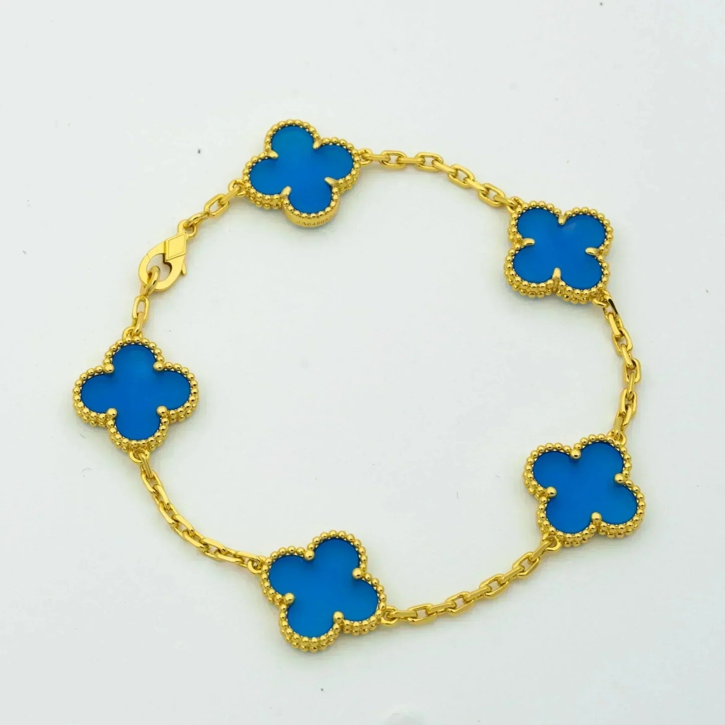 [Glitter Jewelry]CLOVER 5 MOTIFS BLUE AGATE BRACELET