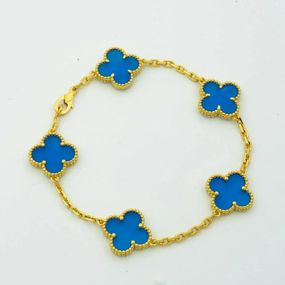 [Glitter Jewelry]CLOVER 5 MOTIFS BLUE AGATE BRACELET
