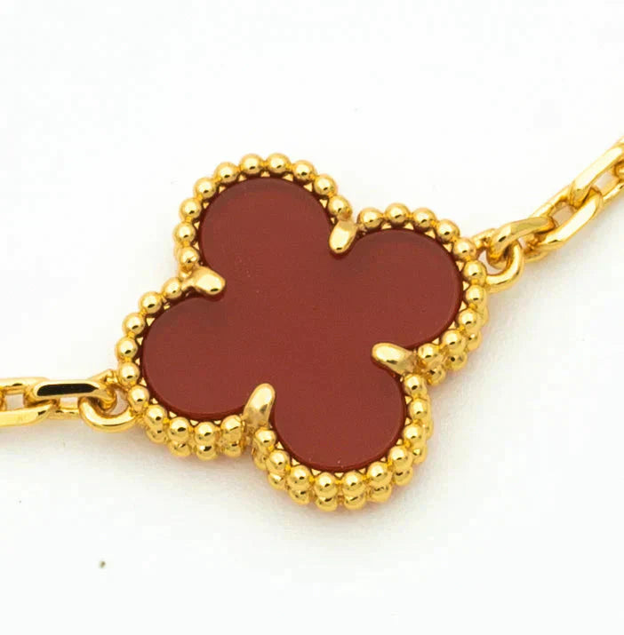 [Glitter Jewelry]CLOVER  5 MOTIFS CARNELIAN GOLD BRACELET