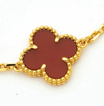 [Glitter Jewelry]CLOVER  5 MOTIFS CARNELIAN GOLD BRACELET