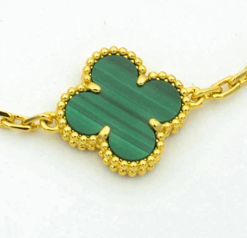 [Glitter Jewelry]CLOVER  5 MOTIF MALACHITE DIAMOND BRACELET