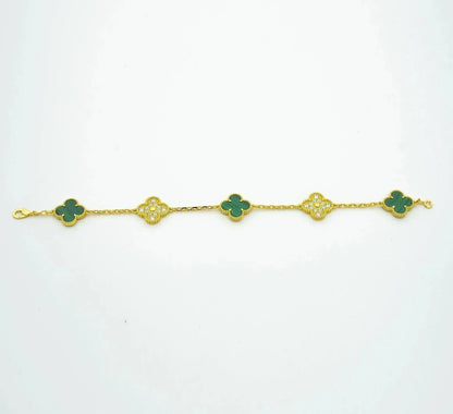 [Glitter Jewelry]CLOVER  5 MOTIF MALACHITE DIAMOND BRACELET