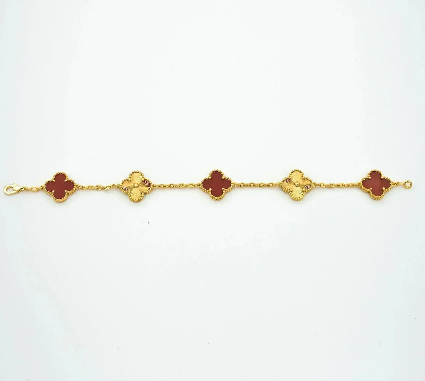[Glitter Jewelry]CLOVER  5 MOTIFS CARNELIAN GOLD BRACELET