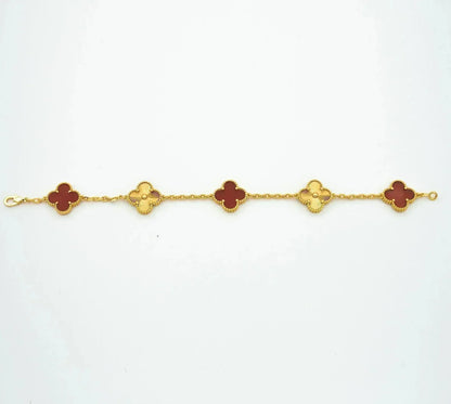[Glitter Jewelry]CLOVER  5 MOTIFS CARNELIAN GOLD BRACELET