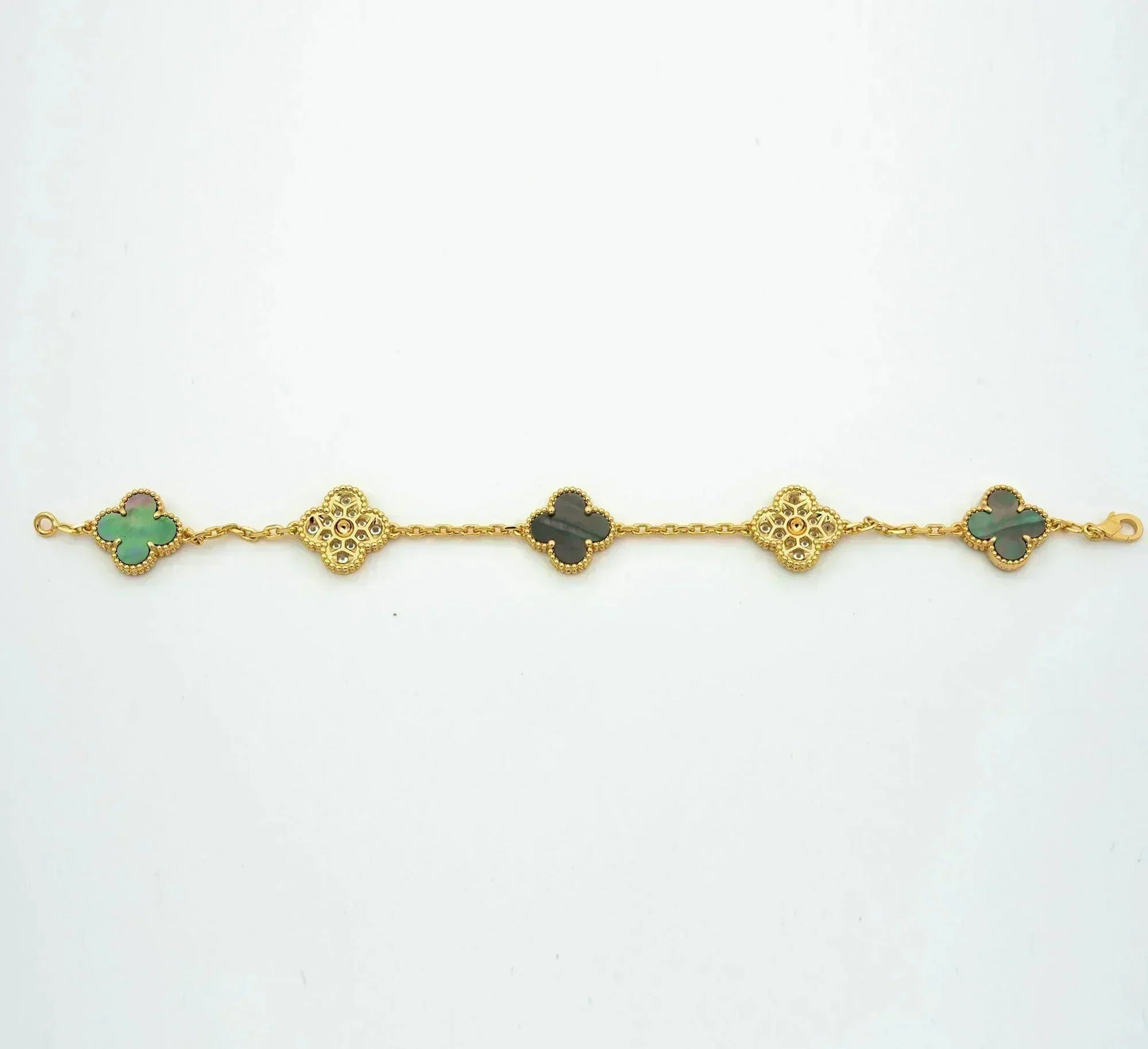 [Glitter Jewelry]CLOVER 5 MOTIF GRAY MOP DIAMOND BRACELET