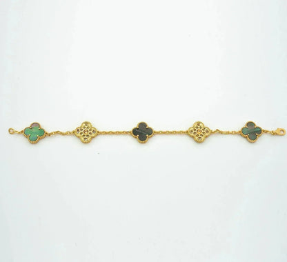 [Glitter Jewelry]CLOVER 5 MOTIF GRAY MOP DIAMOND BRACELET