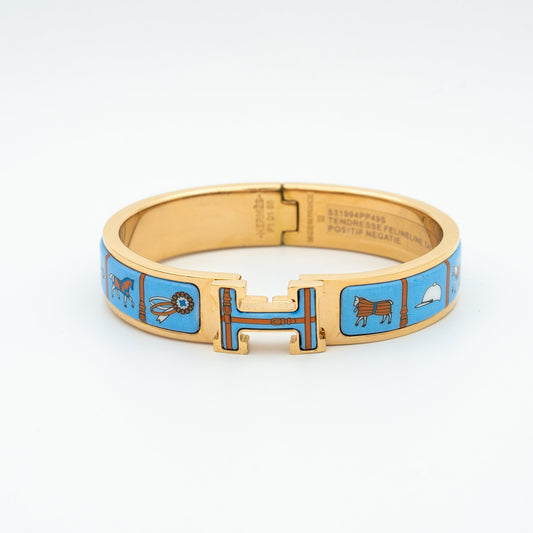[Glitter Jewelry]H PINK GOLD BRACELET BLUE CERAMIC
