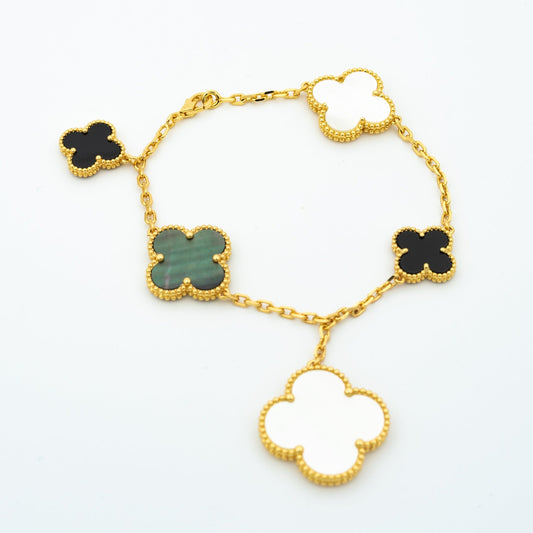 [Glitter Jewelry]CLOVER BRACELET 5 MOTIFS ONYX MOP