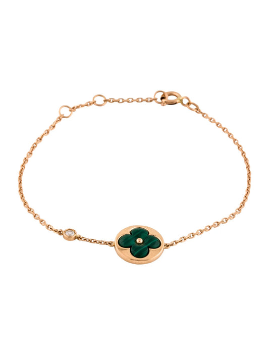 [Glitter Jewelry]SUN MALACHITE 1 DIAMOND PINK GOLD BRACELET