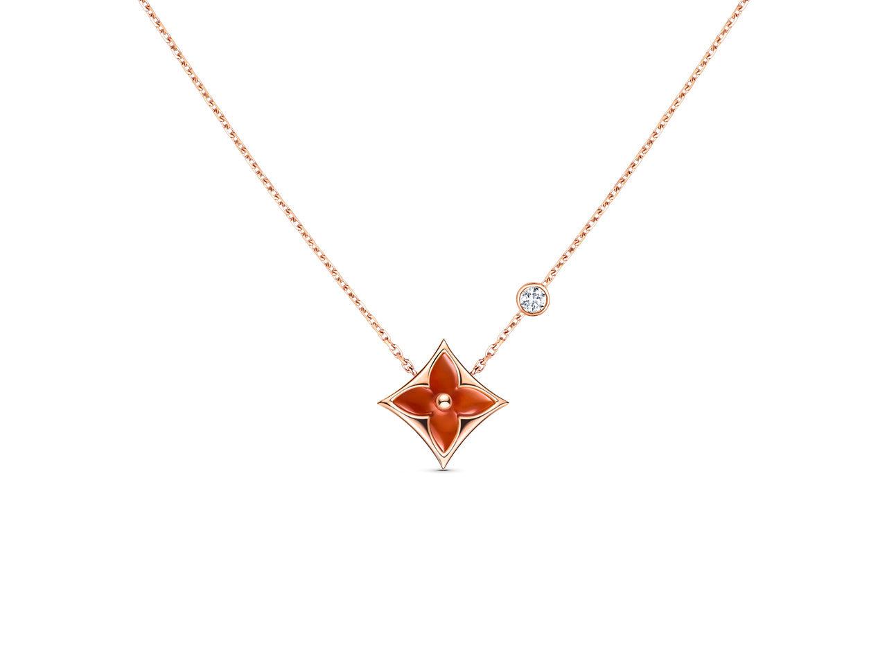 [Glitter Jewelry]STAR NECKLACE PINK GOLD 1 DIAMOND