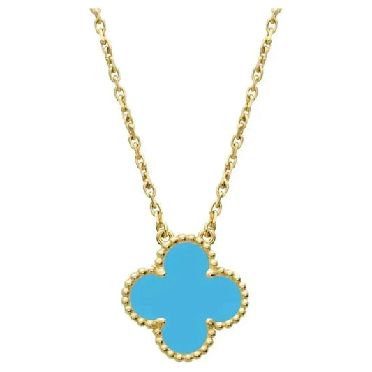 [Glitter Jewelry]CLOVER 15MM VINTAGE TURQUOISE NECKLACE