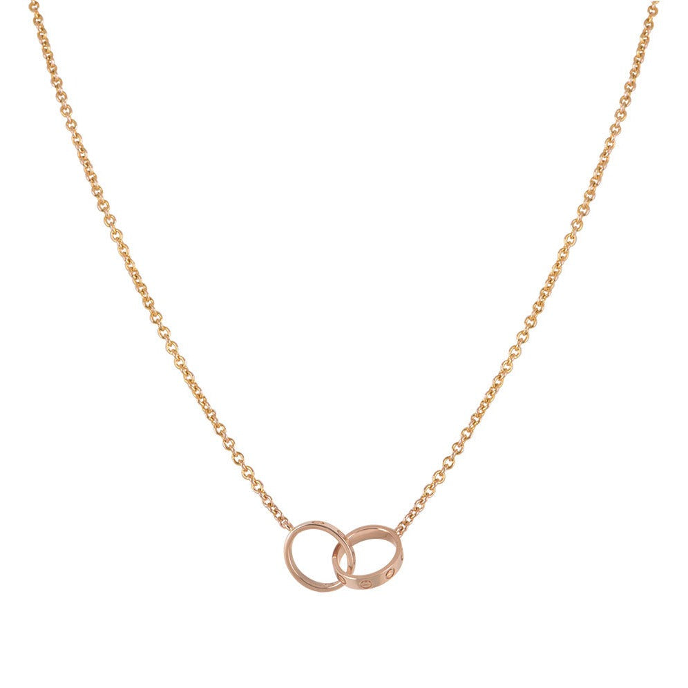 [Glitter Jewelry]LOVE NECKLACE DOUBLE RING PINK GOLD
