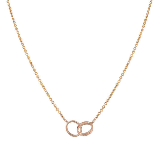 [Glitter Jewelry]LOVE NECKLACE DOUBLE RING PINK GOLD