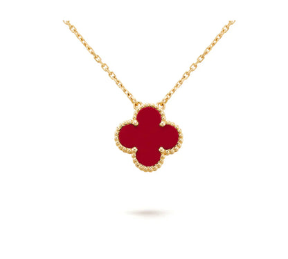 [Glitter Jewelry]CLOVER 15MM CARNELIAN SINGLE FLOWER NECKLACE