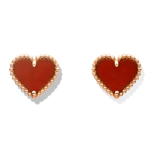 [Glitter Jewelry]HEART CARNELIAN STUD EARRINGS