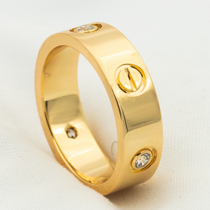 [Glitter Jewelry]LOVE RING 5.5MM 3 DIAMONDS PINK GOLD