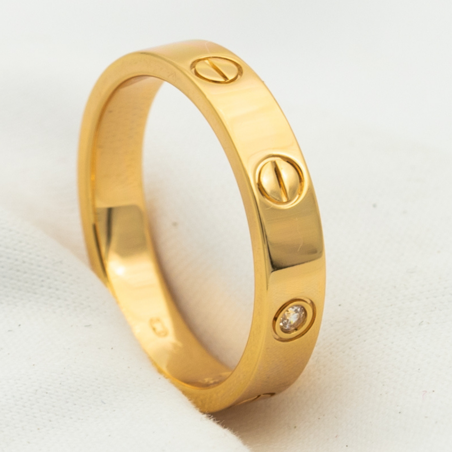 [Glitter Jewelry]LOVE RING 4MM 1 DIAMOND PINK GOLD