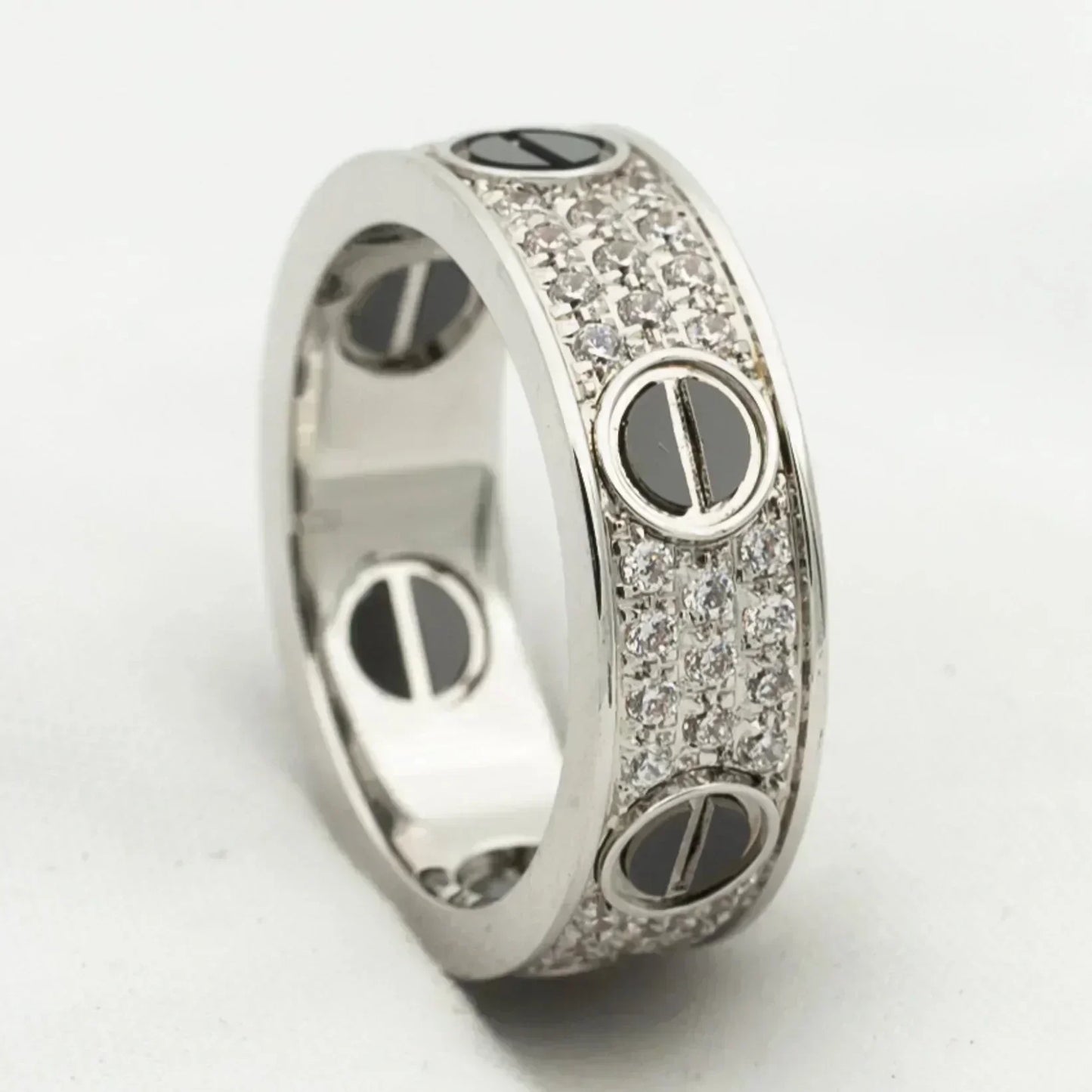[Glitter Jewelry]LOVE RING 5.5MM DIAMONDS PAVED CERAMIC
