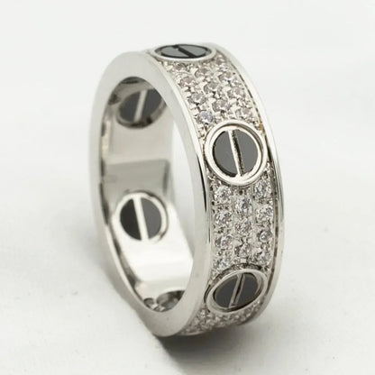 [Glitter Jewelry]LOVE RING 5.5MM DIAMONDS PAVED CERAMIC