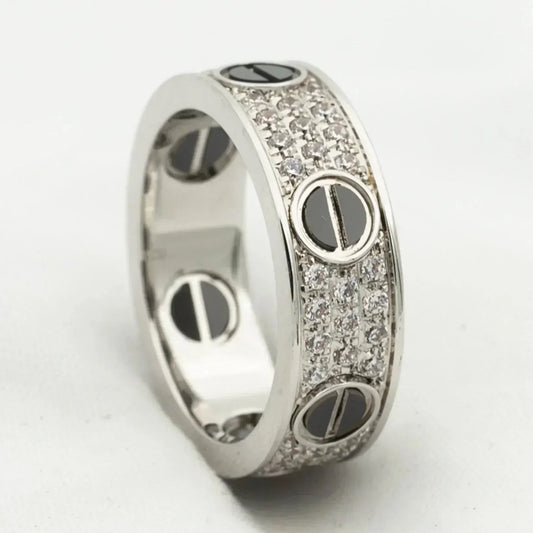 [Glitter Jewelry]LOVE RING 5.5MM DIAMONDS PAVED CERAMIC