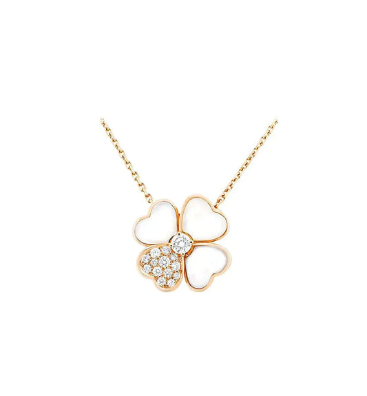 [Glitter Jewelry]CLOVER MOP DIAMOND ROSE GOLD NECKLACE