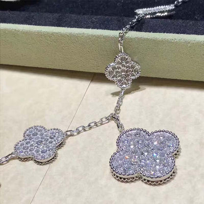 [Glitter Jewelry]CLOVER 6 MOTIFS SILVER DIAMOND BRACELET