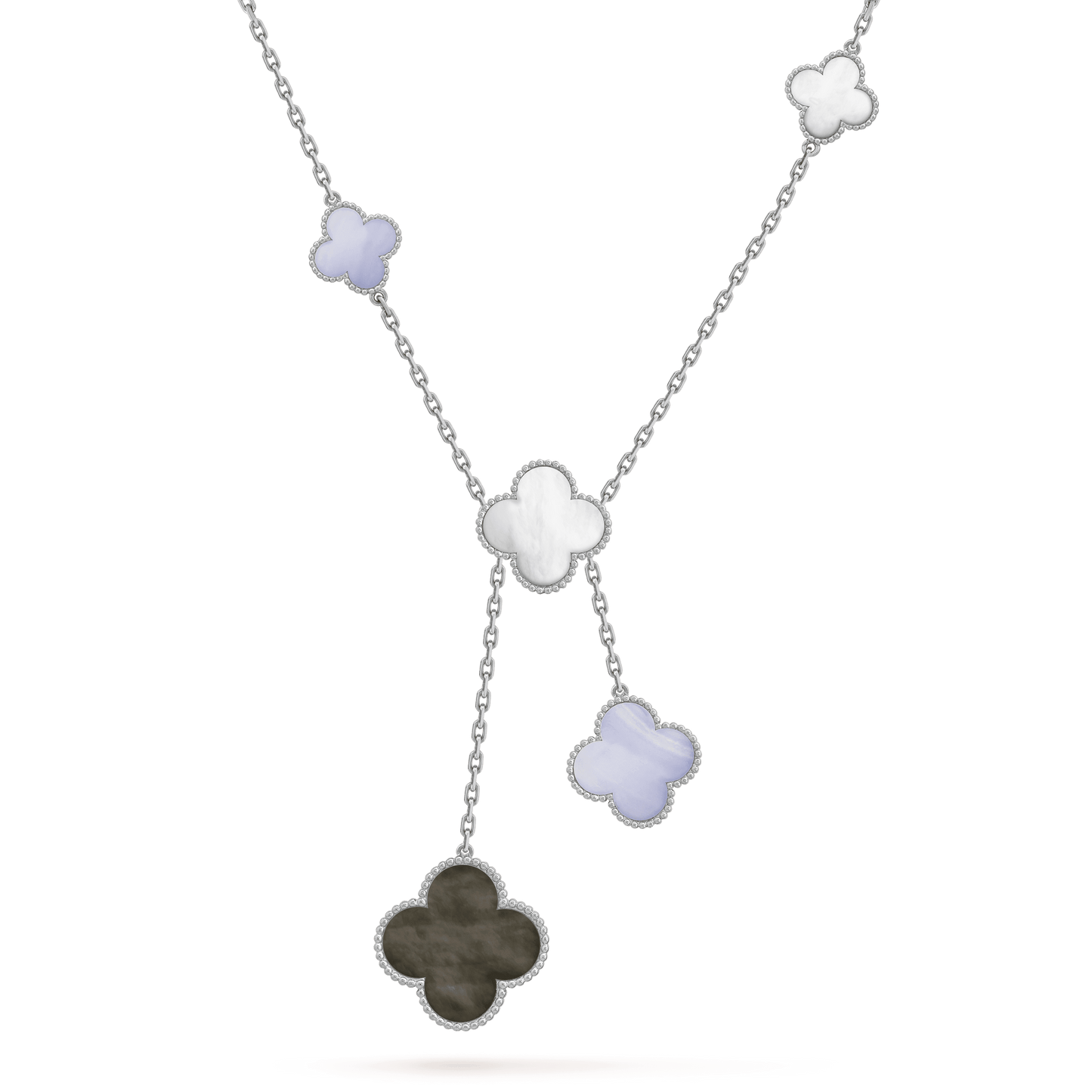 [Glitter Jewelry]CLOVER MOP CHALCEDONY NECKLACE SILVER 6 MOTIF